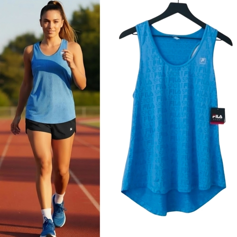 New! Fila Sport Jacquard Core Mesh Racerback Active Running Workout Athletic Top